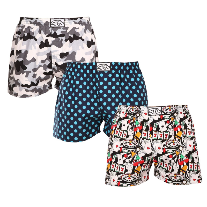 3PACK pánské trenky Styx art klasická guma vícebarevné (3A14731) L, trenýrky
