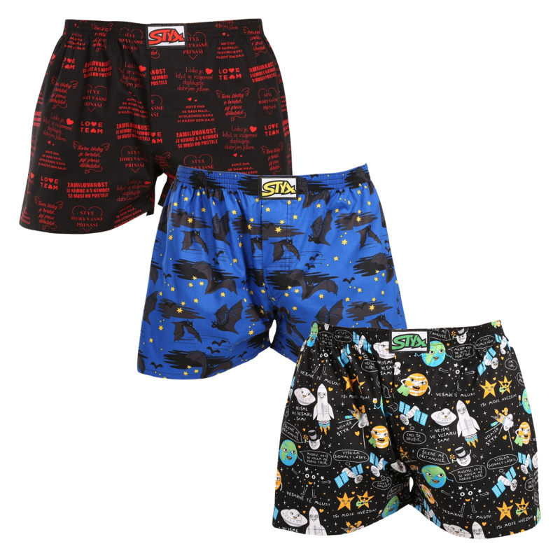 3PACK pánské trenky Styx art klasická guma vícebarevné (3A17789) XL, trenýrky