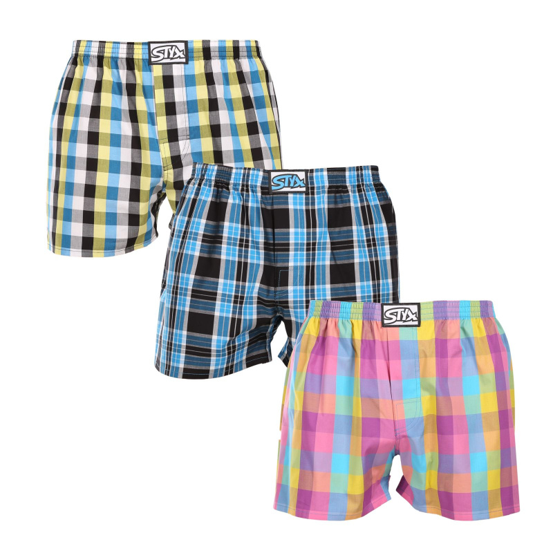 3PACK pánské trenky Styx klasická guma vícebarevné (3A102228) XXL, trenýrky