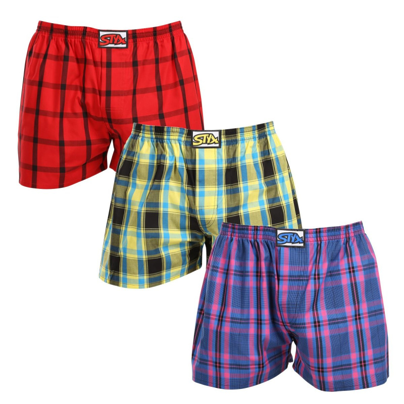 3PACK pánské trenky Styx klasická guma vícebarevné (3A103123) M, trenýrky