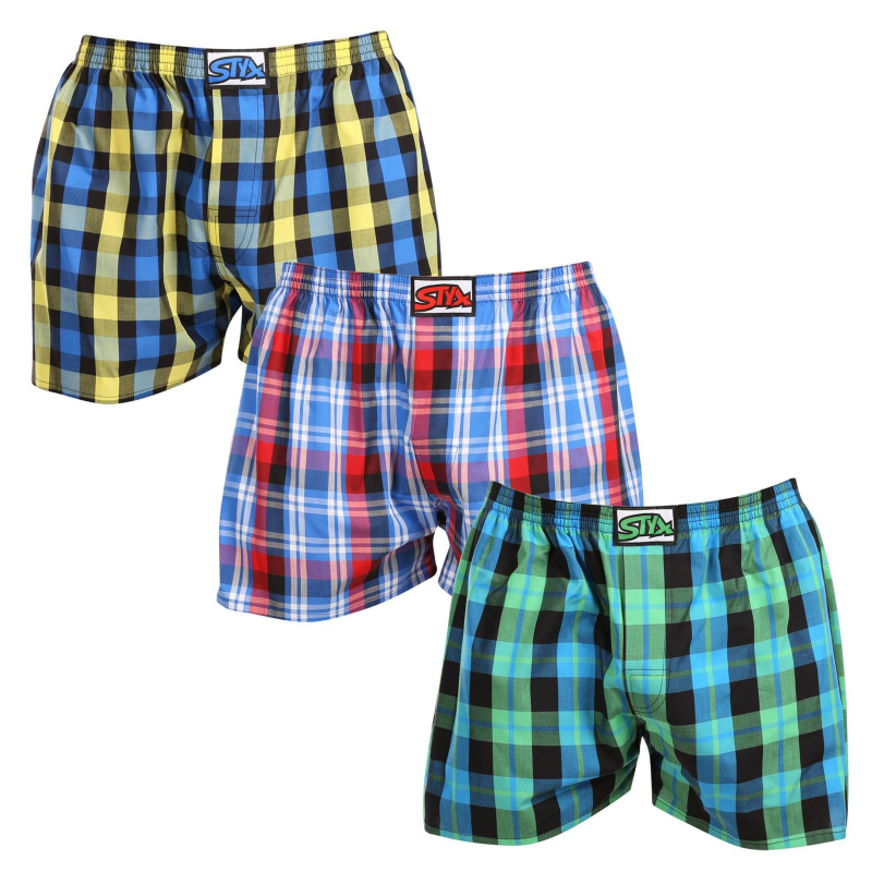 3PACK pánské trenky Styx klasická guma vícebarevné (3A103789) L, trenýrky