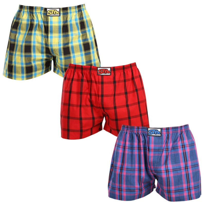 3PACK pánské trenky Styx klasická guma nadrozměr vícebarevné (3E103133) 5XL, trenýrky