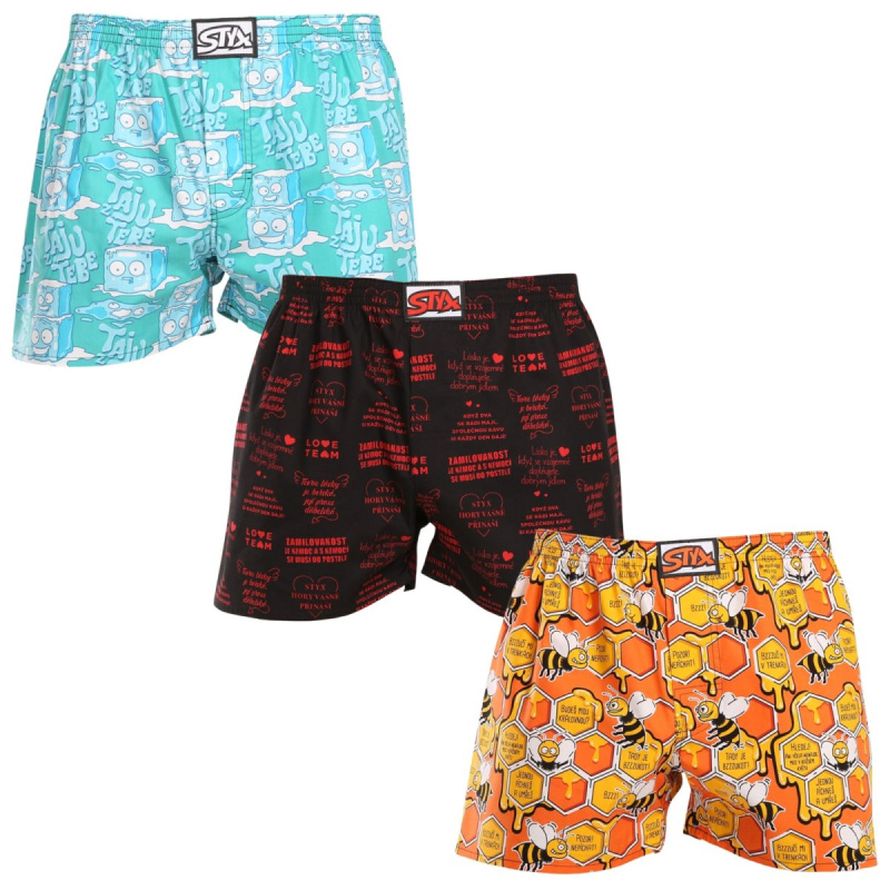 3PACK pánské trenky Styx art klasická guma vícebarevné (3A16477) M, trenýrky