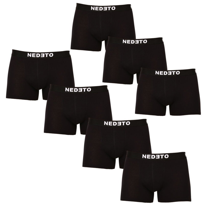 7PACK pánské boxerky Nedeto černé (7NB001-brand) 3XL, trenky / trenýrky