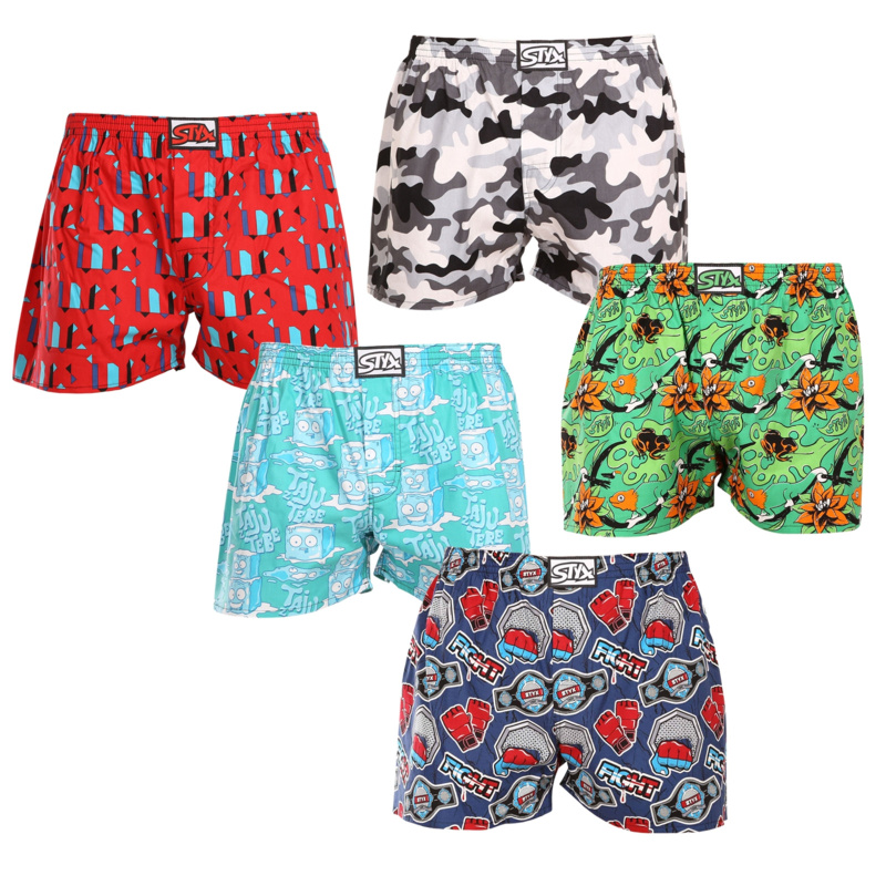 5PACK pánské trenky Styx art klasická guma vícebarevné (5A1476779) L, trenýrky