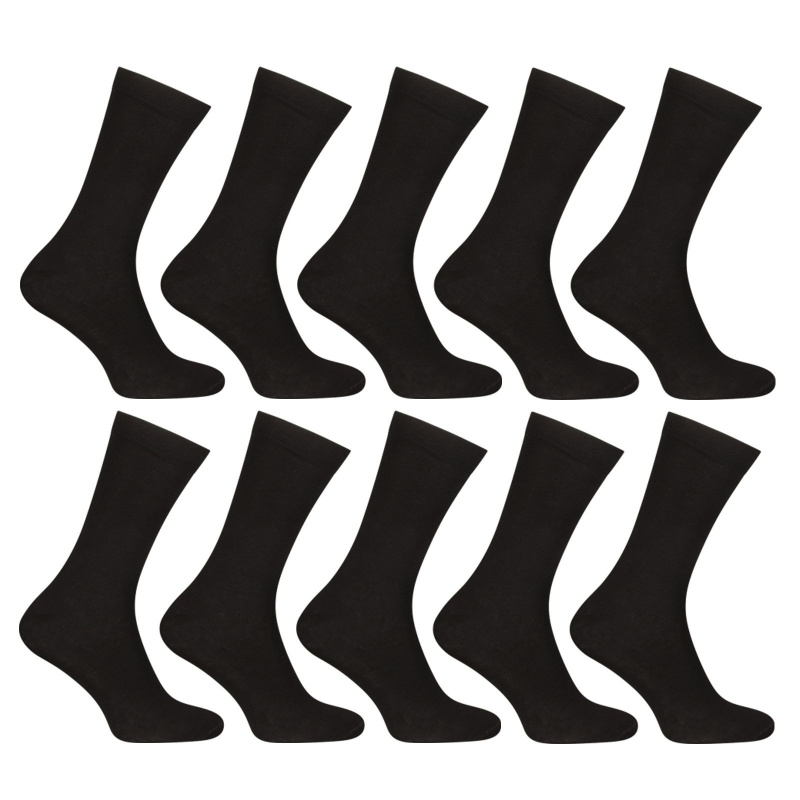 10PACK ponožky Nedeto vysoké bambusové černé (10PBV01) S