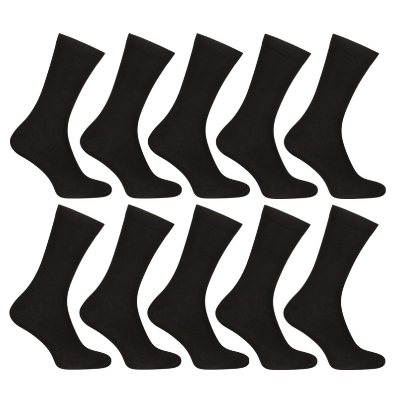 10PACK ponožky Nedeto vysoké bambusové černé (10PBV01) L