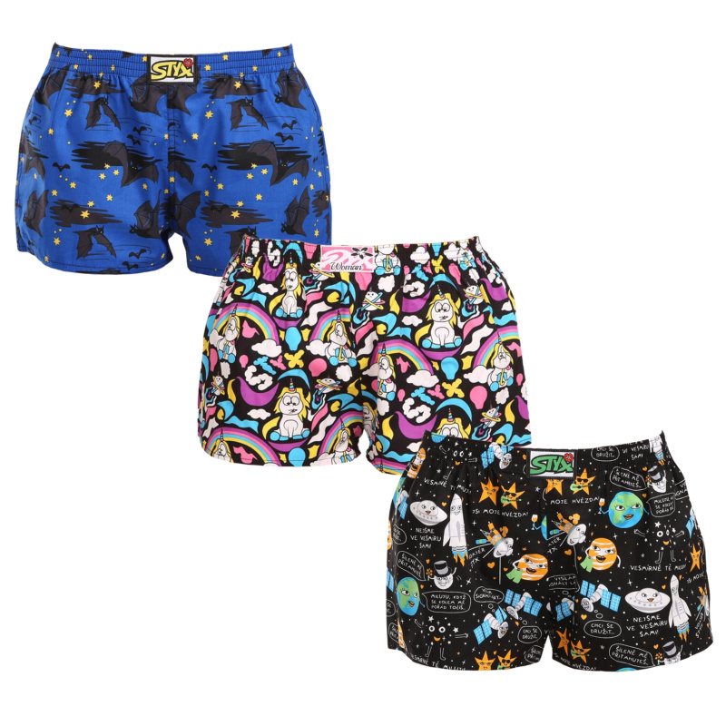 3PACK dámské trenky Styx art klasická guma vícebarevné (3K11889) L, trenýrky