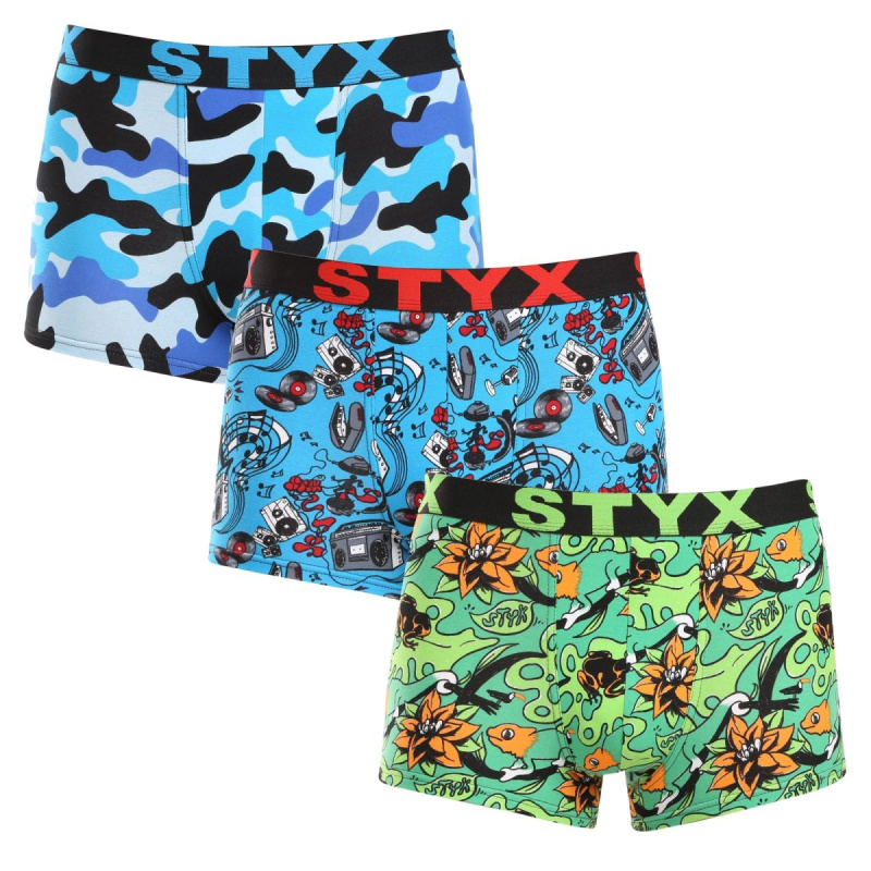 3PACK pánské boxerky Styx art sportovní guma vícebarevné (3G15780) XXL, trenky / trenýrky