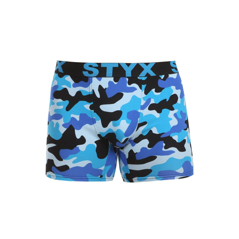 Pánské boxerky Styx long art sportovní guma maskáč modrý (UN1850) XXL, trenky / trenýrky