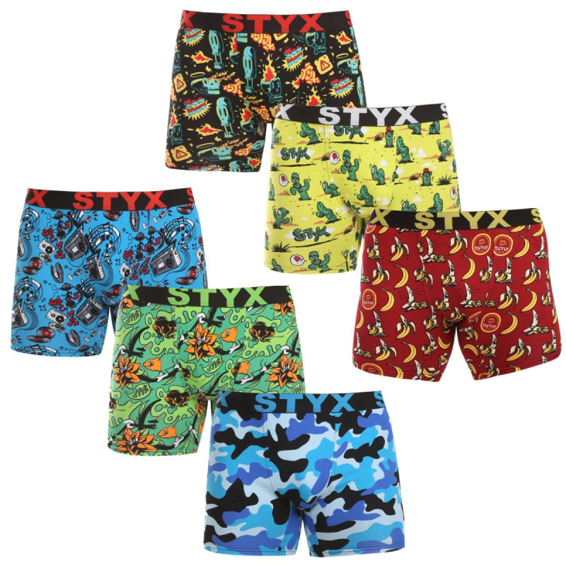 6PACK pánské boxerky Styx long art sportovní guma vícebarevné (6UN13198780) L, trenky / trenýrky