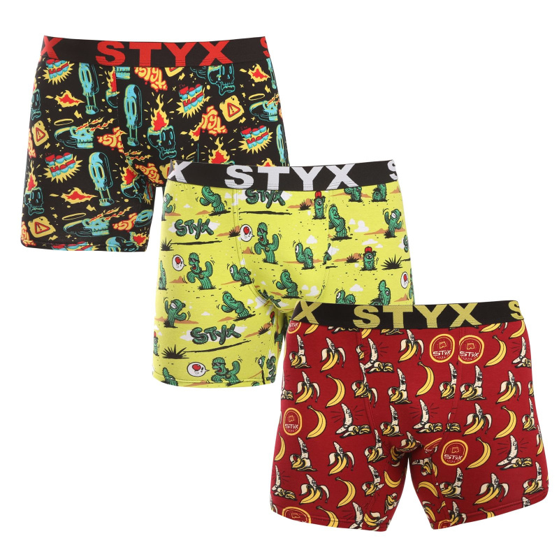 3PACK pánské boxerky Styx long art sportovní guma vícebarevné (3UN13198) XXL, trenky / trenýrky