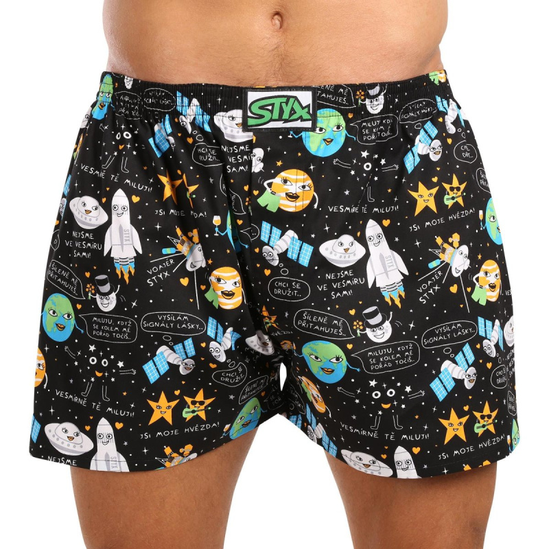 Pánské trenky Styx art klasická guma nadrozměr vesmír (E1758) 5XL, trenýrky