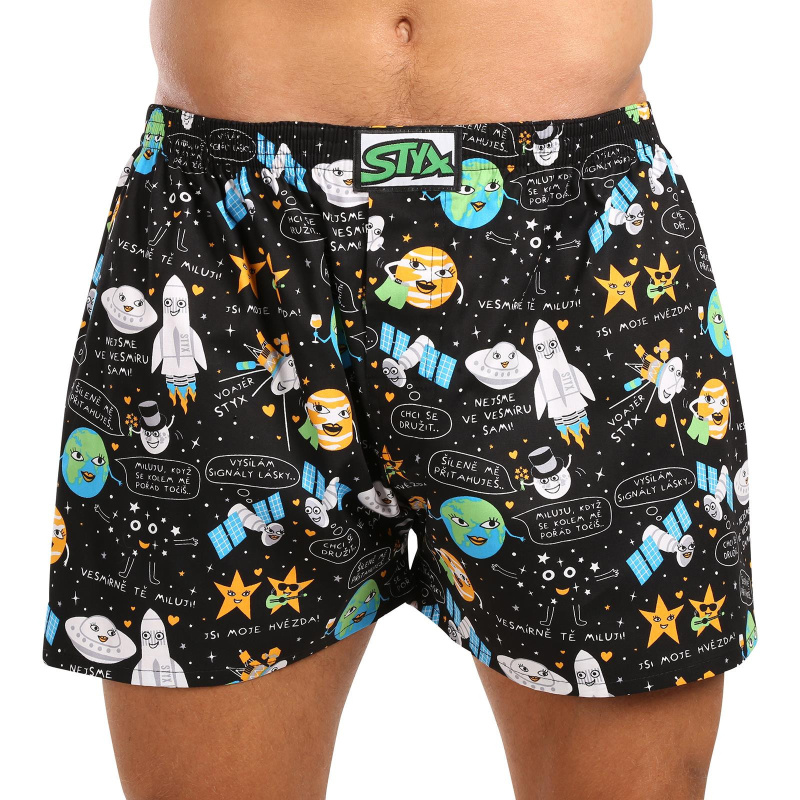 Pánské trenky Styx art klasická guma nadrozměr vesmír (E1758) 5XL, trenýrky