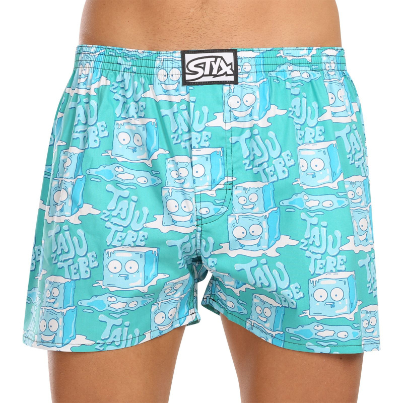 Pánské trenky Styx art klasická guma nadrozměr ledové kostky (E1657) 4XL, trenýrky