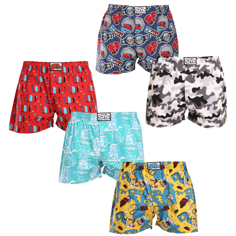5PACK pánské trenky Styx art klasická guma vícebarevné (5A1476790) L, trenýrky