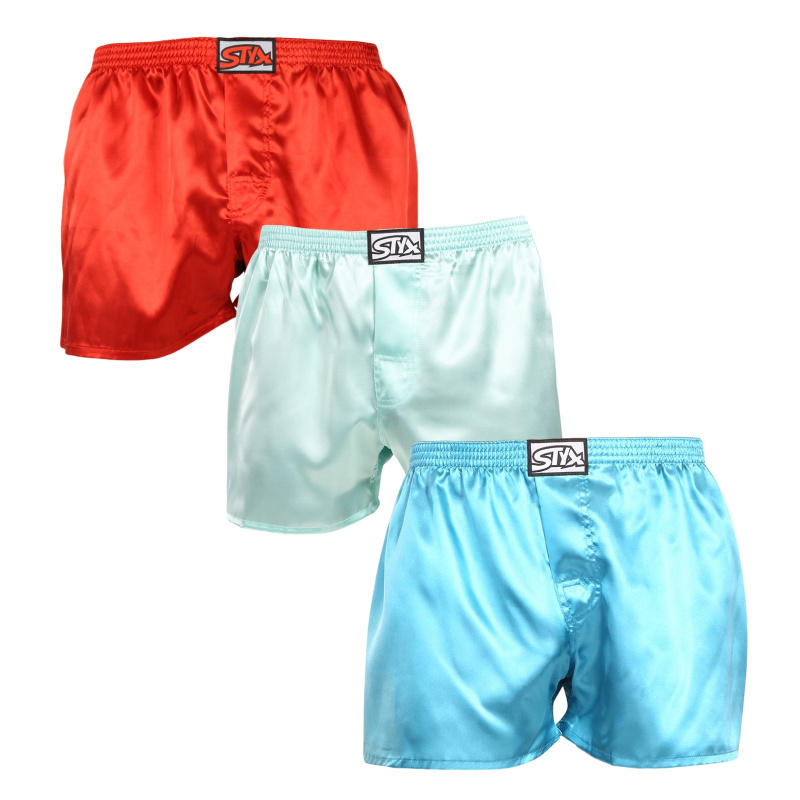 3PACK pánské trenky Styx klasická guma saténové vícebarevné (3C06372) XXL, trenýrky