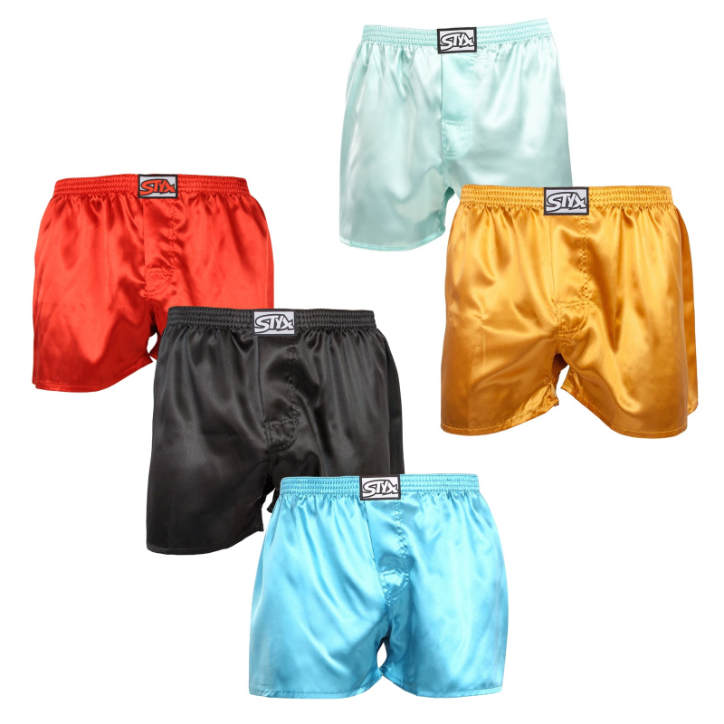 5PACK pánské trenky Styx klasická guma saténové vícebarevné (5C0635072) L, trenýrky