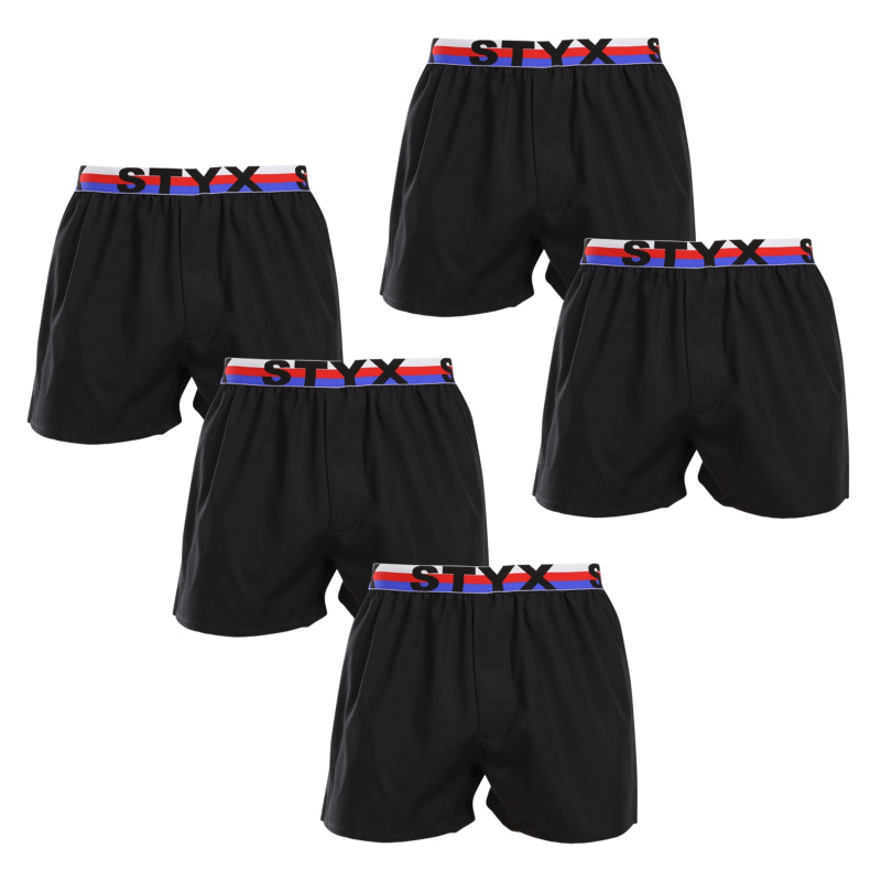 5PACK pánské trenky Styx sportovní guma černé trikolóra (5B1960) XL, trenýrky