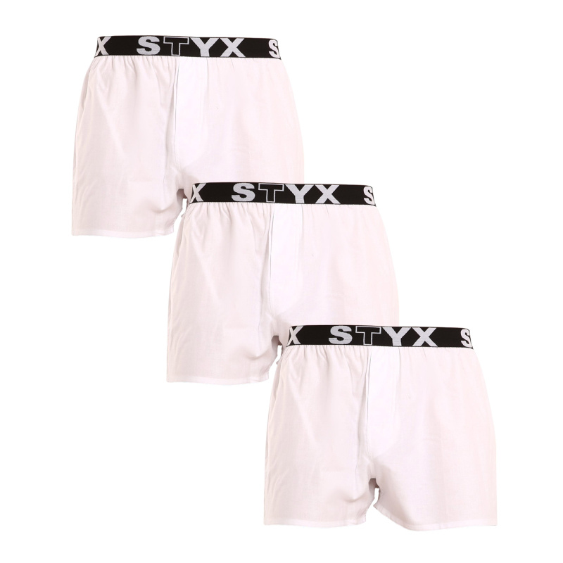 3PACK pánské trenky Styx sportovní guma bílé (3B1061) L, trenýrky