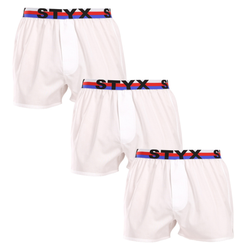 3PACK pánské trenky Styx sportovní guma bílé trikolóra (3B2061) XXL, trenýrky