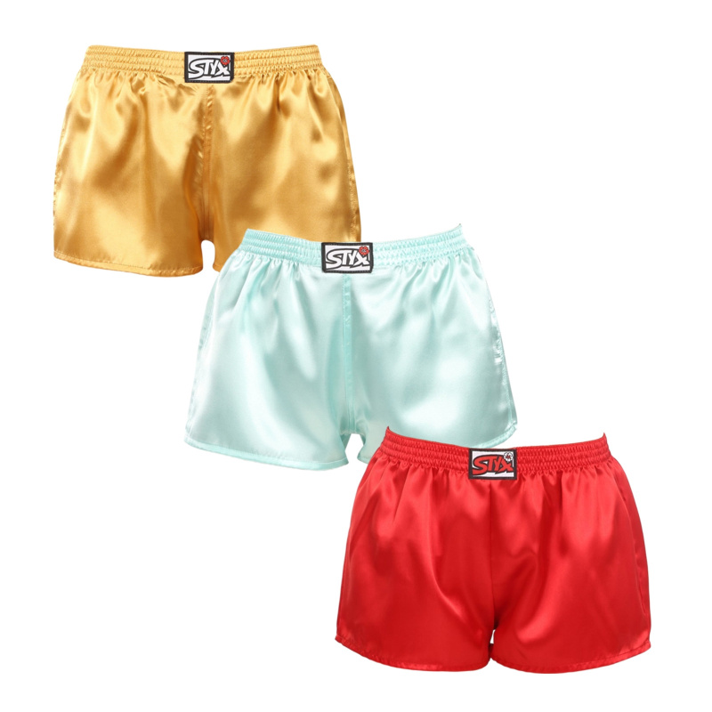 3PACK dámské trenky Styx klasická guma saténové vícebarevné (3L06352) 3XL, trenýrky