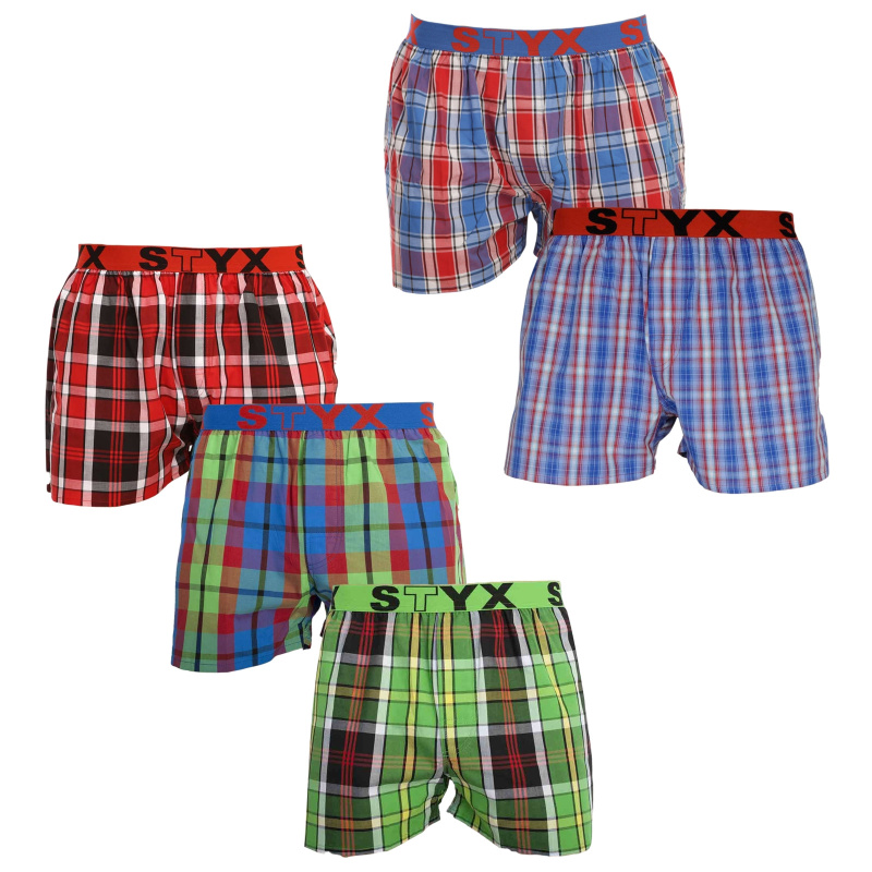 5PACK pánské trenky Styx sportovní guma vícebarevné (5B0102784) L, trenýrky