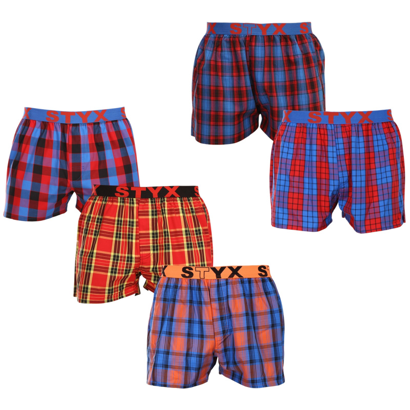 5PACK pánské trenky Styx sportovní guma vícebarevné (5B0951647) L, trenýrky