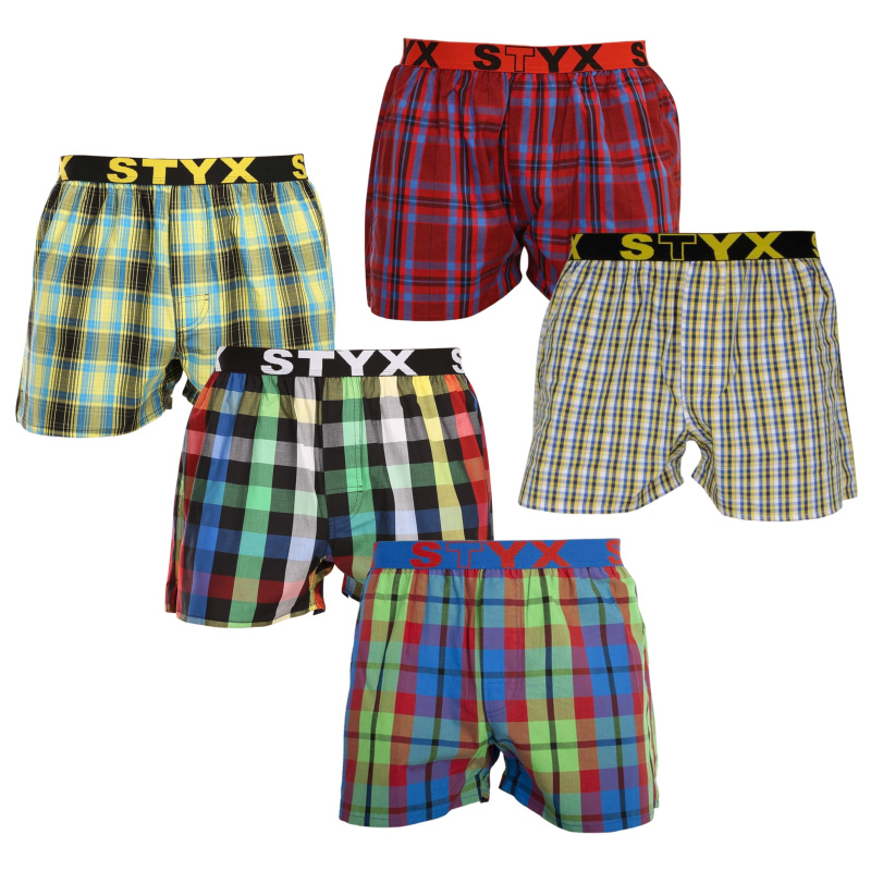5PACK pánské trenky Styx sportovní guma vícebarevné (5B0177621) M, trenýrky
