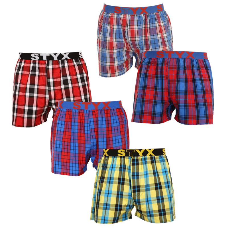 5PACK pánské trenky Styx sportovní guma vícebarevné (5B0987351) L, trenýrky