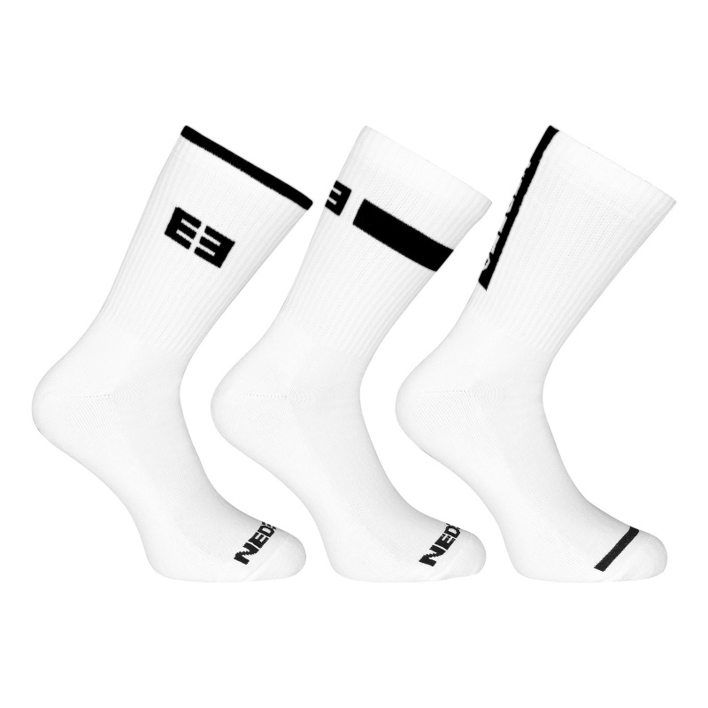 3PACK ponožky Nedeto sportovní vysoké bílé (3NOB4) S