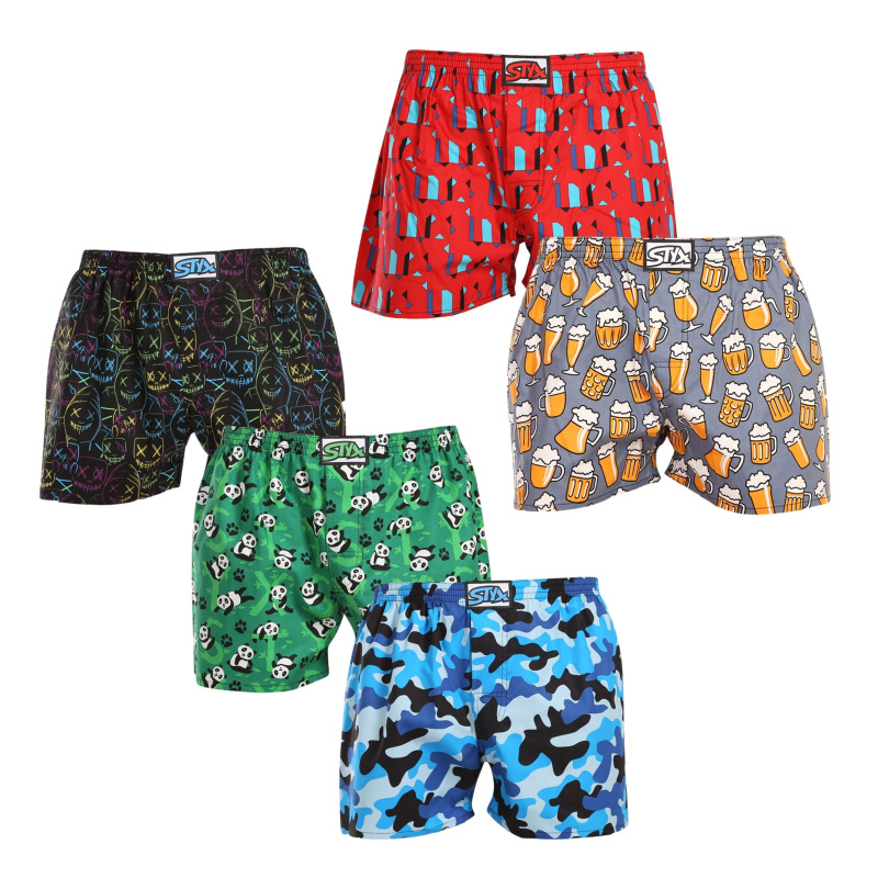 5PACK pánské trenky Styx art klasická guma vícebarevné (5A1379023) L, trenýrky