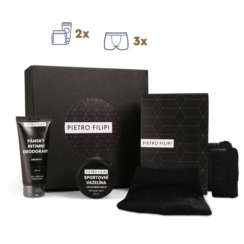 Pánská dárková sada 3PACK boxerky a kosmetika Pietro Filipi (5PAJK2)  XXL, trenky / trenýrky
