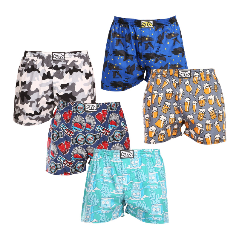 5PACK pánské trenky Styx art klasická guma vícebarevné (5A1377679) XL, trenýrky