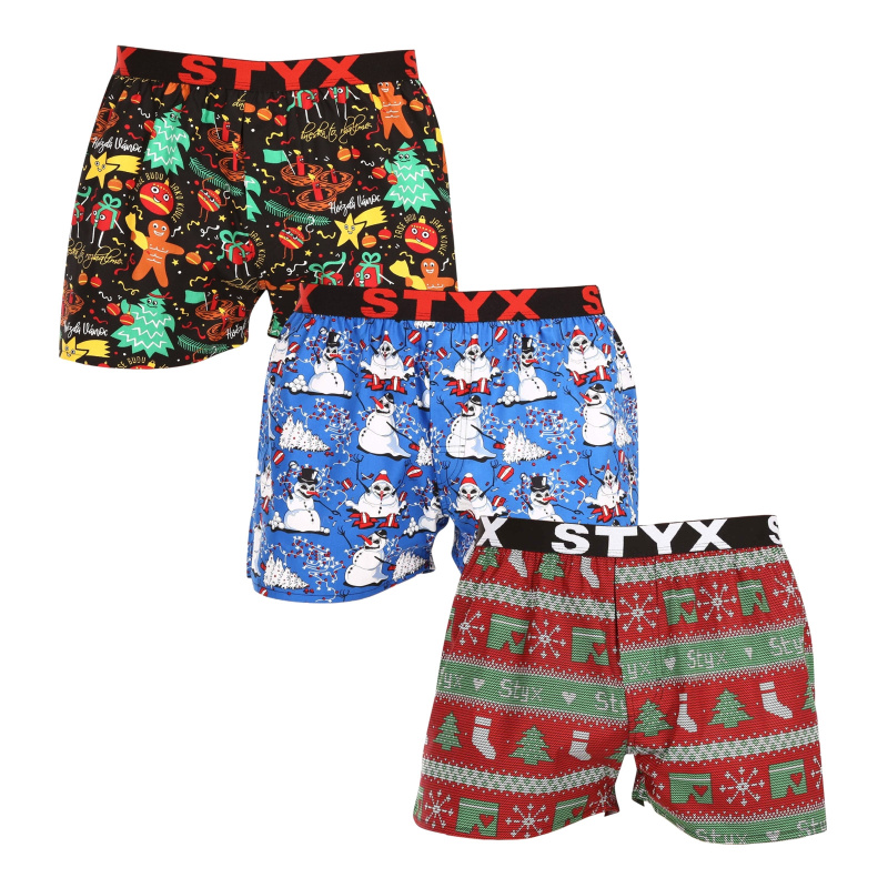 3PACK pánské trenky Styx art sportovní guma vícebarevné (3B16814) S, trenýrky