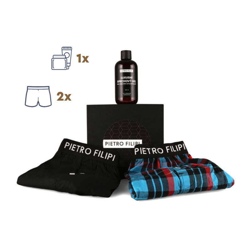 Pánská dárková sada 2PACK trenky a sprchový gel Pietro Filipi (3PGP1)  3XL, trenýrky