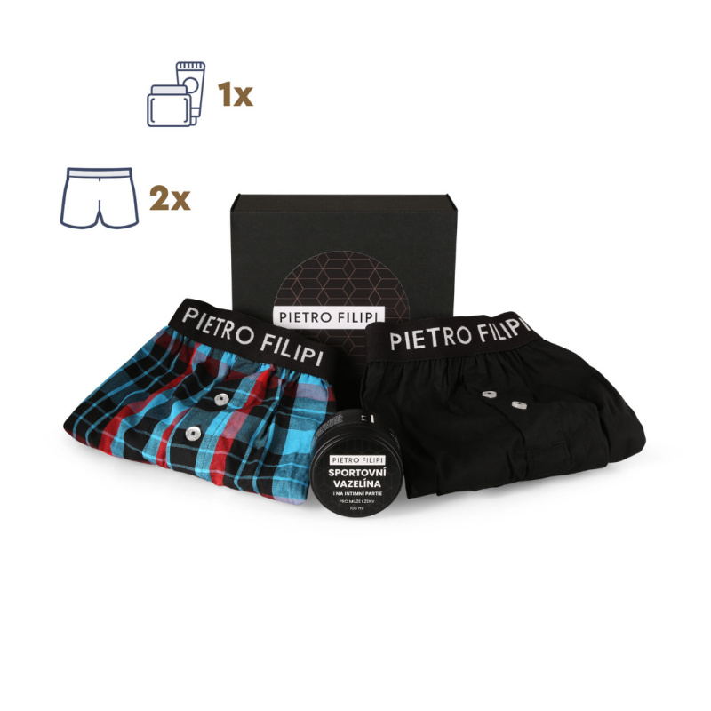 Pánská dárková sada 2PACK trenky a vazelína na intimní partie Pietro Filipi (3PGZ1) L, trenýrky