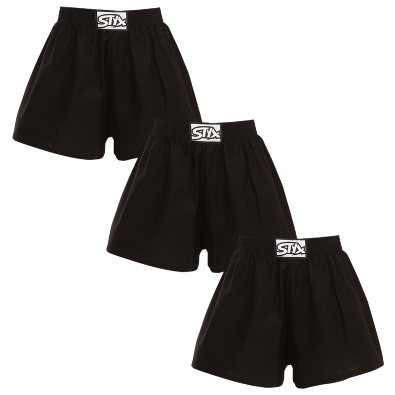 3PACK dětské trenky Styx klasická guma černé (3J0960) 12-14 let, trenýrky