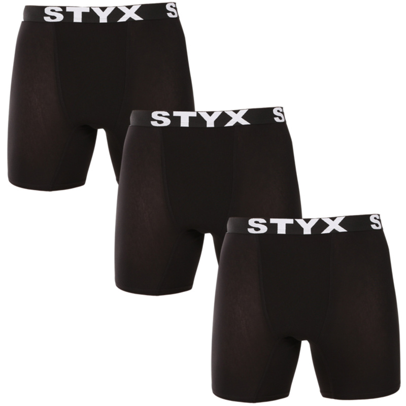 3PACK pánské boxerky Styx long sportovní guma černé (3UN960) M, trenky / trenýrky