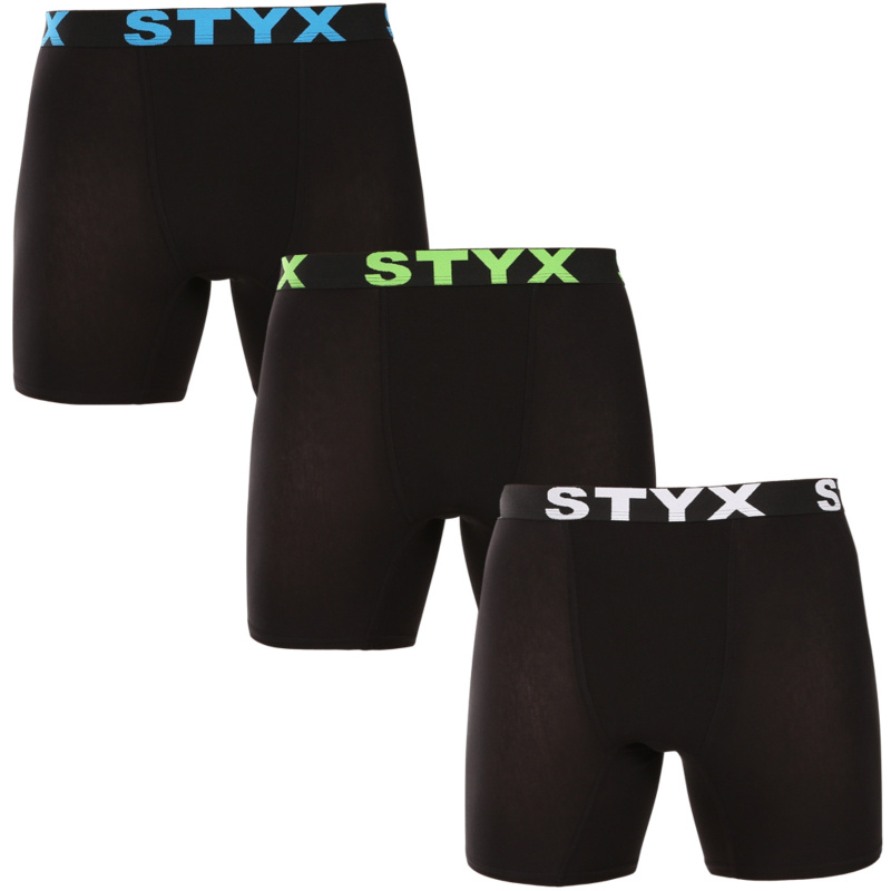 3PACK pánské boxerky Styx long sportovní guma černé (3UN9601) S, trenky / trenýrky