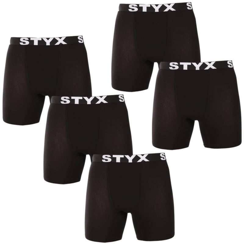 5PACK pánské boxerky Styx long sportovní guma černé (5UN960) S, trenky / trenýrky
