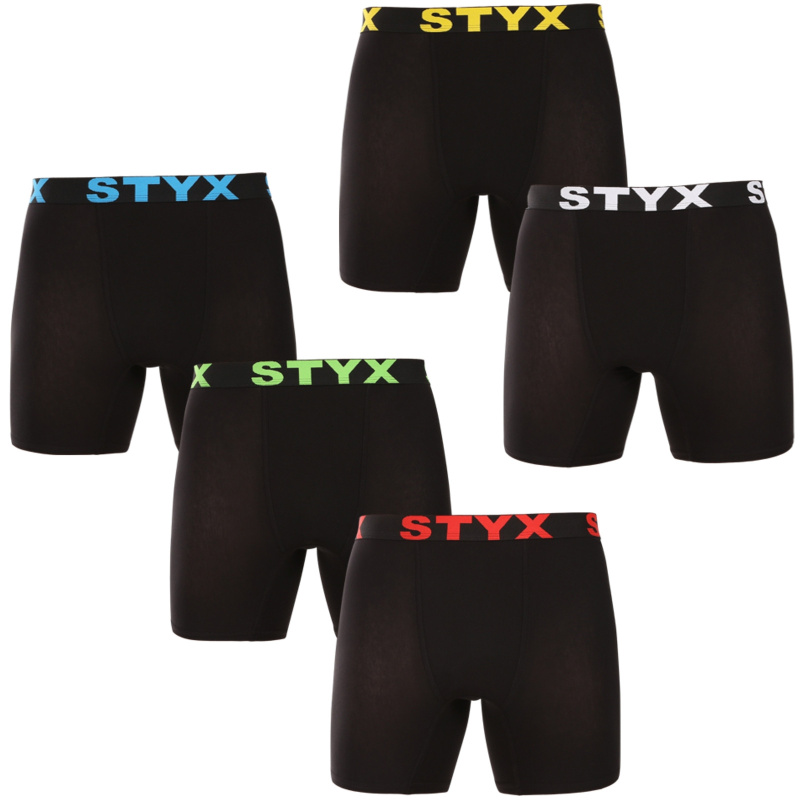 5PACK pánské boxerky Styx long sportovní guma černé (5UN9601) M, trenky / trenýrky