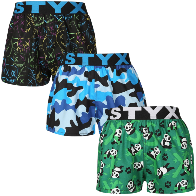 3PACK dětské trenky Styx art sportovní guma vícebarevné (3BJ18023) 9-11 let, trenýrky