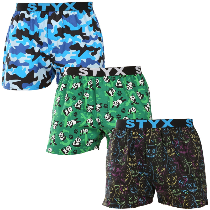 3PACK pánské trenky Styx art sportovní guma vícebarevné (3B18023) L, trenýrky
