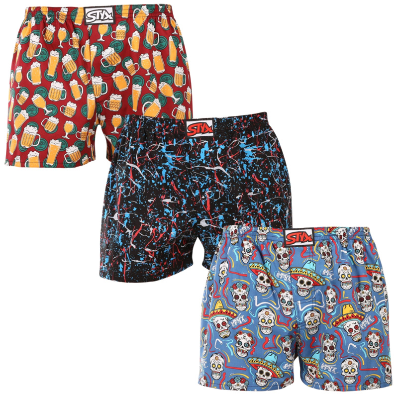 3PACK pánské trenky Styx art klasická guma vícebarevné (3A18456) M, trenýrky