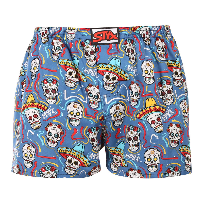 Pánské trenky Styx art klasická guma lebky (A1856) XXL, trenýrky