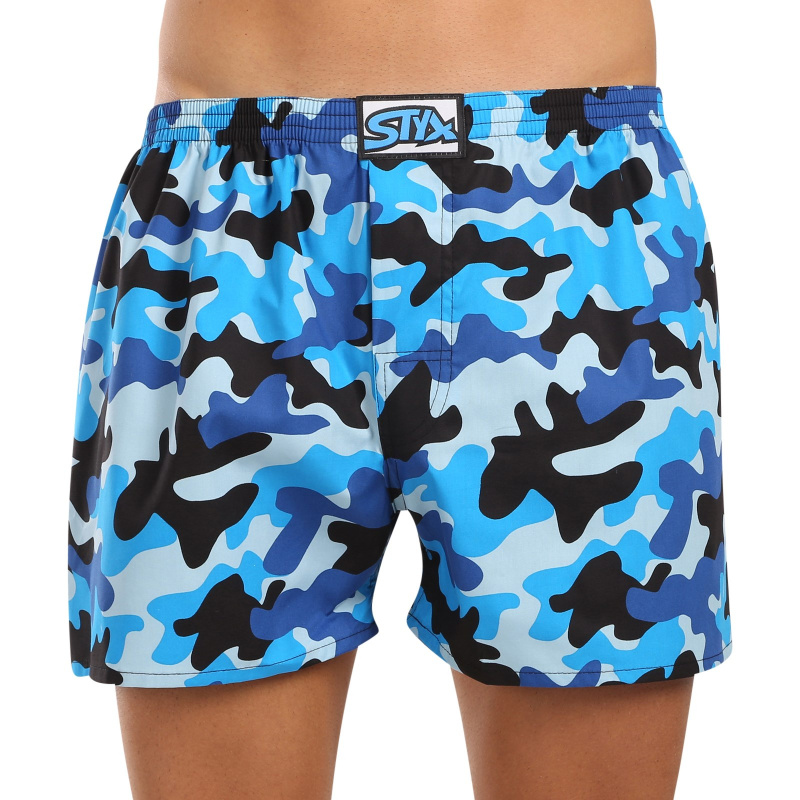 Pánské trenky Styx art klasická guma nadrozměr maskáč modrý (E1850) 4XL, trenýrky