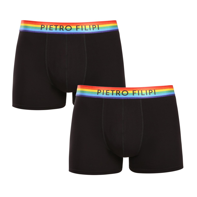 2PACK pánské boxerky Pietro Filipi černé rainbow (2PBG1) 5XL, trenky / trenýrky