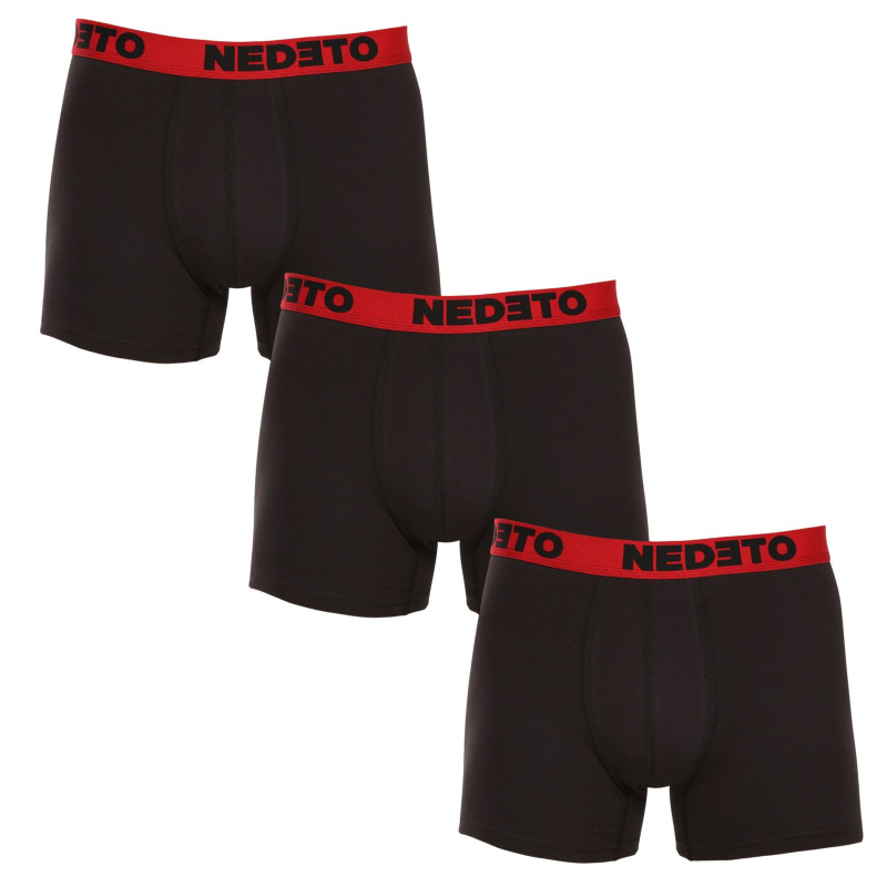 3PACK pánské boxerky Nedeto černé (3NBC4) 3XL, trenky / trenýrky