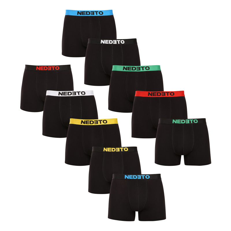 10PACK pánské boxerky Nedeto černé (10NBC1) 5XL, trenky / trenýrky